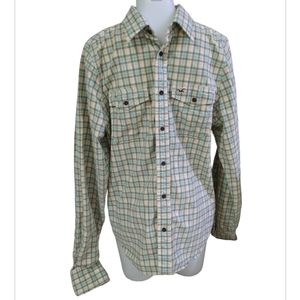 Size XL men's Hollister blue and brown plaid casual dress shirt